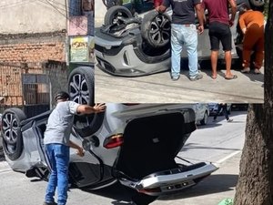 Motorista passa mal, perde controle e capota no Centro de Porto Real do Colégio