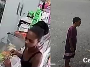 Casal assalta farmácia no bairro Jacintinho e é flagrado por câmeras, em Maceió