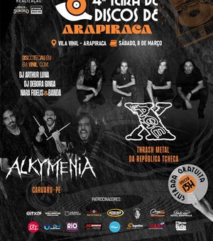 Com entrada gratuita, 4ª Feira de Discos de Arapiraca recebe show internacional neste sábado