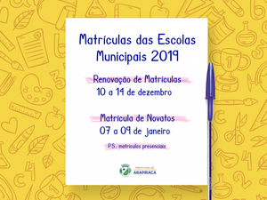 Matrículas da Rede Municipal de Educação já estão disponíveis