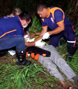 [Vídeo] Homem colide com animal e fica ferido na AL-485 