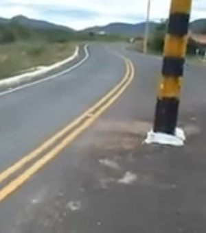 Bizarro: postes são instalados no meio da pista em rodovia estadual
