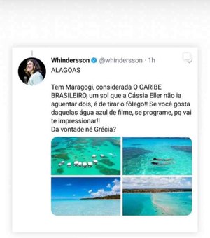 Whindersson Nunes destaca Maragogi como destino turístico do Nordeste