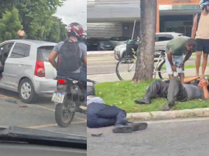 Colisão entre duas motos e carro deixa feridos na Durval de Góes Monteiro