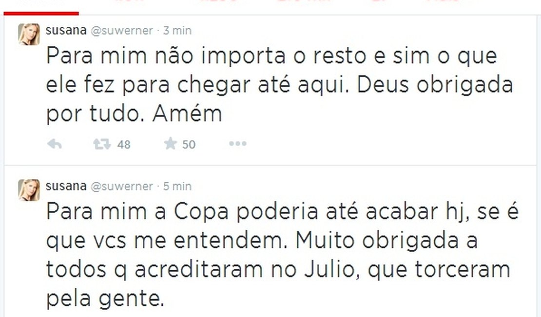 'para mim a Copa poderia até acabar hoje', desabafa esposa de Júlio César