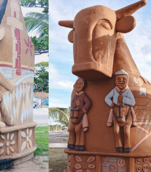 'Boi-Bumbá', obra do mestre João das Alagoas é incendiada na orla de Maceió