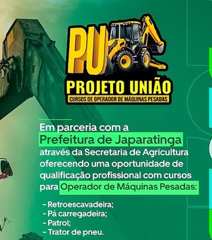 Inscrições para curso de operador de máquinas pesadas iniciam hoje em Japaratinga