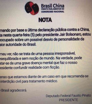 Deputado pede interdição de Bolsonaro: 'Grave doença mental'