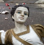Descontrolado, homem destrói imagem de São Miguel em Barreiros