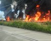 Caminhão-tanque tomba e explode na BR-101 em São Miguel dos Campos