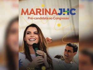 Material de pré-campanha de Marina Cândia levanta dúvidas sobre cargo que será disputado