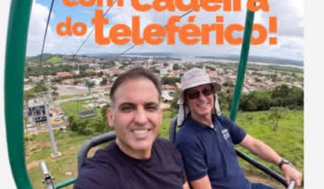 1º Teleférico de AL inicia testes no Pilar; Renato Filho faz primeiro percurso