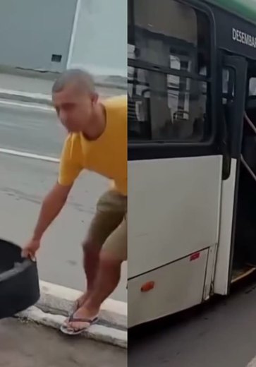 Pneu de ônibus estoura e causa transtono para passageiros na parte baixa de Maceió