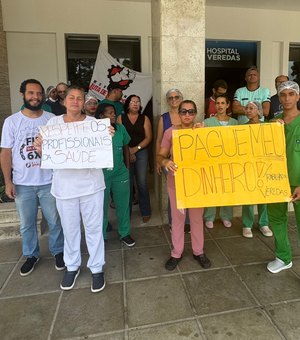 Trabalhadores do Hospital Veredas voltam a protestar após seis meses sem salários
