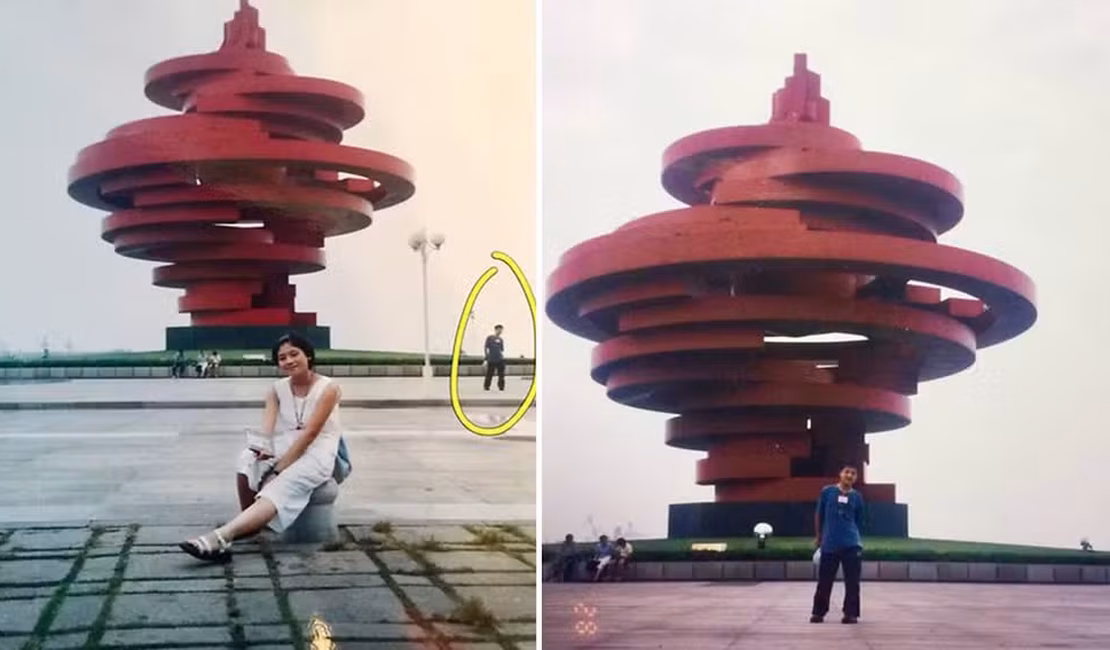 Desconhecidos se fotografam no mesmo lugar; anos depois, se apaixonam e notam a coincidência