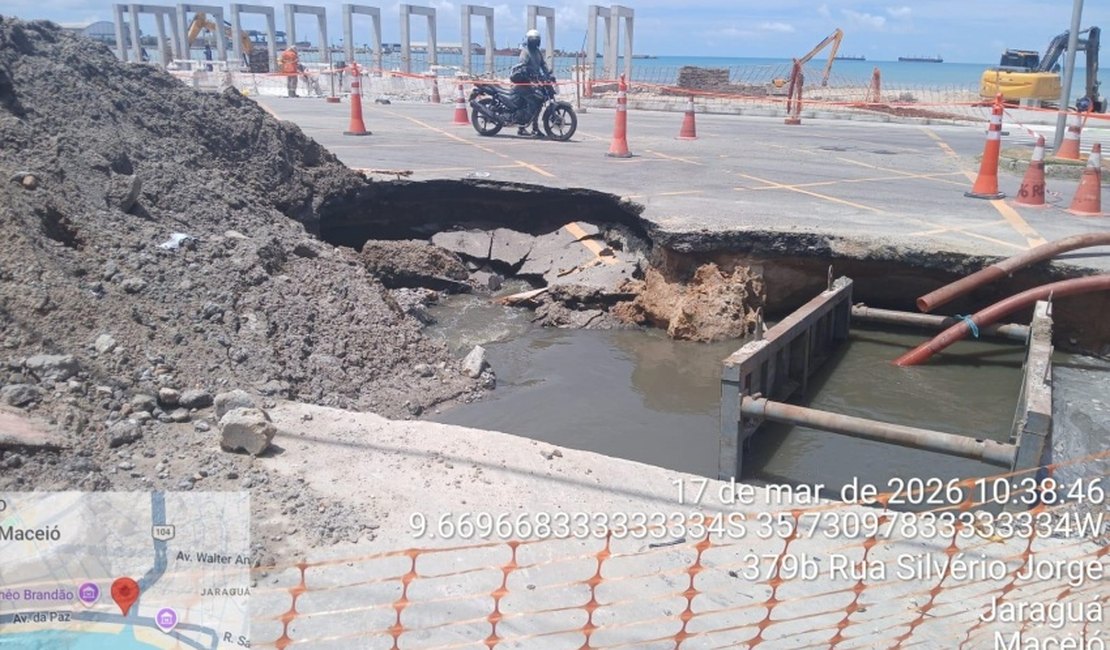 Prefeitura de Maceió autua BRK após cratera em obra Avenida da Paz e vazamento