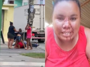 [Vídeo] Mulher é vítima de agressão por mãe e filha enquanto passava de moto em Tapera