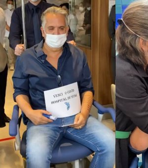 Orlando Morais tem alta hospitalar após vencer a Covid-19 e ganha carinho de Glória Pires