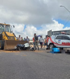 Motociclista morre após colisão com retroescavadeira em trecho da AL-110, em Arapiraca