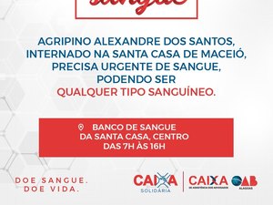 Advogado internado na Santa Casa de Maceió pede doação de sangue