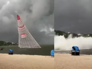 Temporal derruba árvore de Natal e mata uma pessoa no Rio de Janeiro