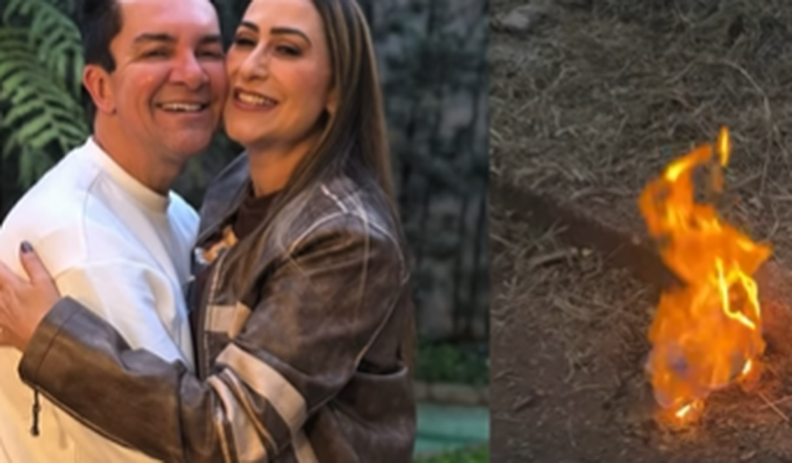 Esposa de Regis Danese 'culpa' Labubu por incêndio: 'Sangue de Jesus'