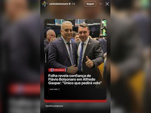 Após visita de JHC a Valdemar Costa Neto, Carlos Bolsonaro posta imagem em apoio a Alfredo Gaspar