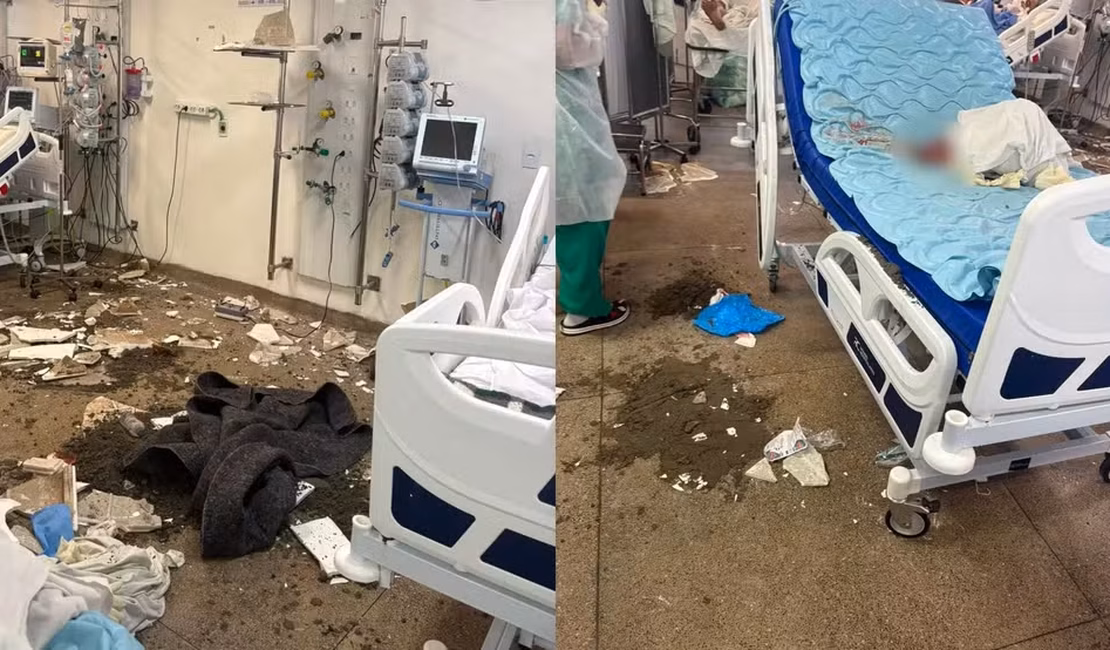 Forro de teto desaba e fere paciente recém-operado em hospital de Recife