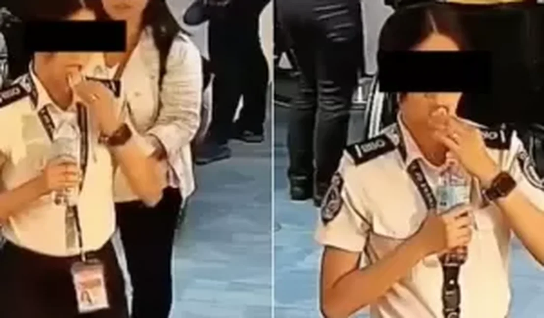 Vídeo mostra oficial de aeroporto engolindo dinheiro furtado de passageiro