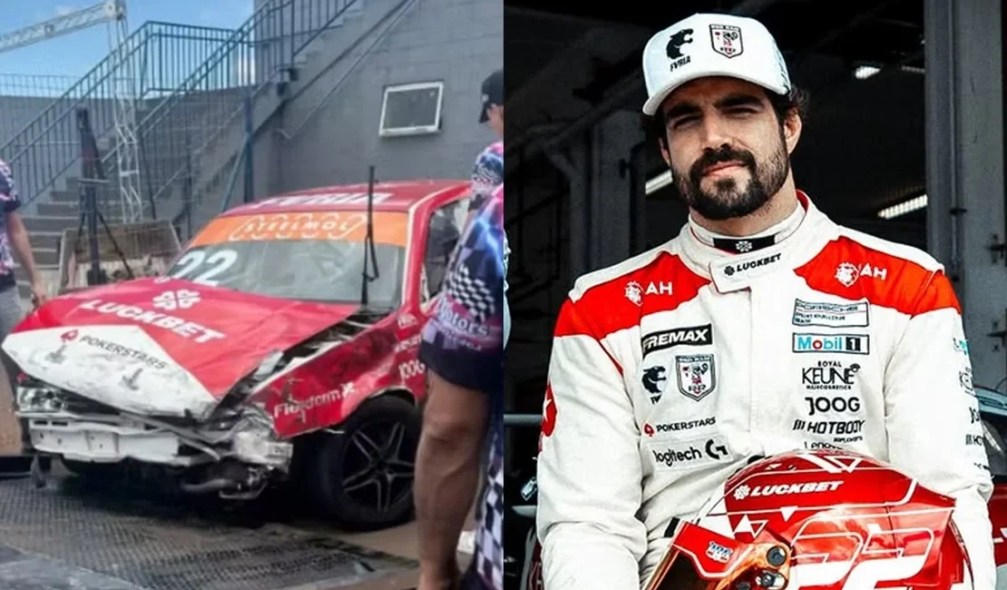 Caio Castro sofre acidente de carro durante treino de corrida