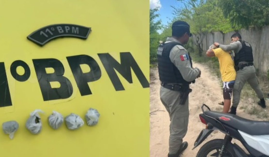 Motociclista é flagrado sem Carteira Nacional de Habilitação e portando papelotes de maconha em Penedo