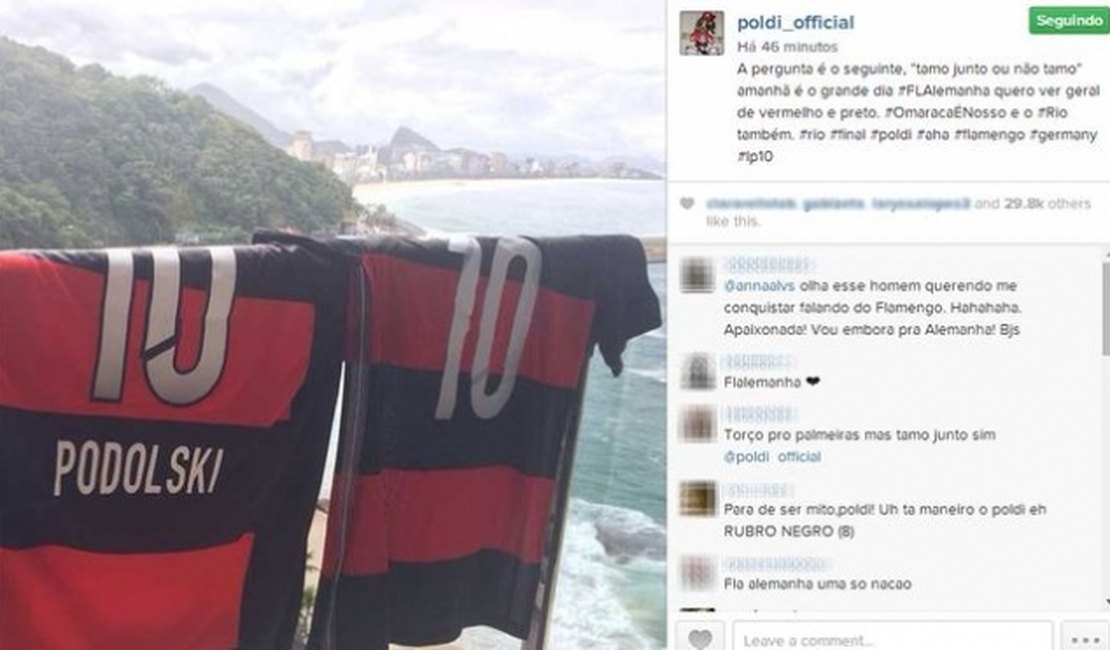 Podolski 'convoca' a torcida do Flamengo para apoiar a Alemanha na decisão