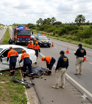 Colisão entre carro e caminhão deixa um morto na BR-101 em São Miguel dos Campos