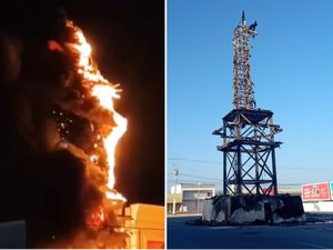 Estátua da Havan é destruída após incêndio em Petrolina, PE