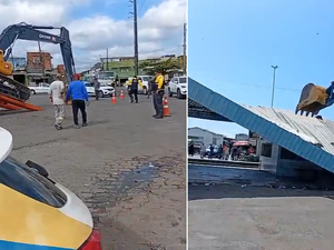 Terminal de ônibus do Mercado da Produção é demolido no bairro da Levada