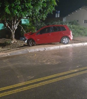 Motorista perde controle de veículo e colide em árvore no município de Lagoa da Canoa