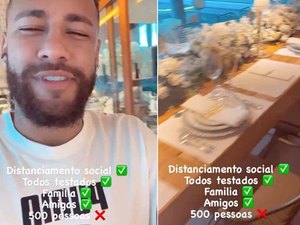 Neymar posta foto de ceia e ironiza: 'Não é para 500 pessoas'