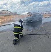 Carro pega fogo próximo à ﻿Olho D’Água dos Cazuzinhos, em Arapiraca