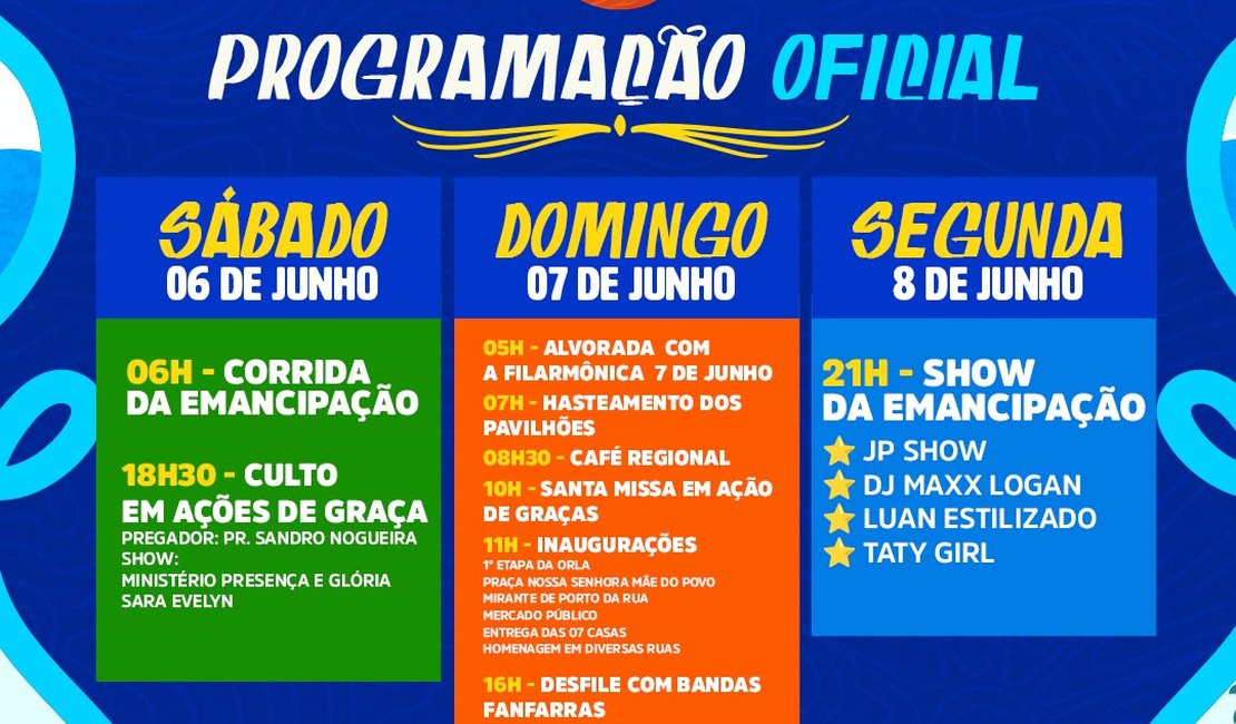 Prefeitura divulga programação oficial dos 66 anos de São Miguel dos Milagres