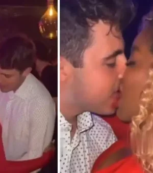 Cariúcha e herdeiro de Gugu são flagrados aos beijos em festa de filho de Faustão em São Paulo