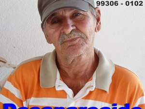 Família procura idoso com problemas psíquicos e de locomoção desaparecido em Maceió