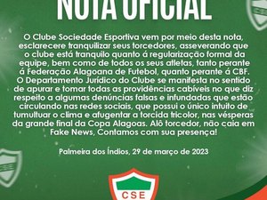 CSE divulga nota de esclarecimento após denúncia de irregularidade de atletas do clube