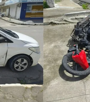 Duas pessoas ficam feridas após colisão entre carro e moto na Cidade Universitária, em Maceió