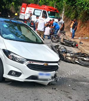 Adolescente empina moto e provoca acidente com feridos em São Miguel dos Campos