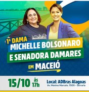 Michelle Bolsonaro e Damares Alves estarão sábado em Maceió