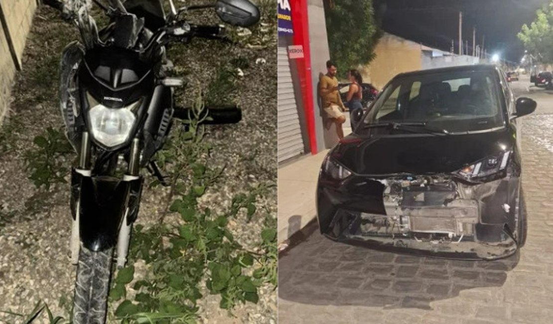 Adolescente sem CNH fica ferido após colisão entre moto e carro em Arapiraca