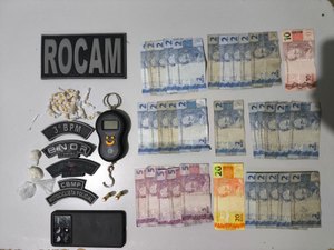 Casal é preso por tráfico de drogas e porte ilegal de munição no bairro Caititus, em Arapiraca