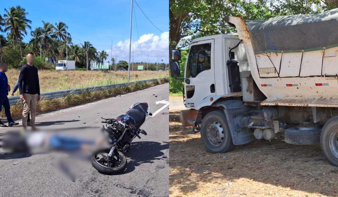 Motociclista morre após colidir contra caminhão na AL-101 Sul