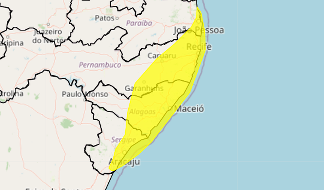 Metade do Estado em alerta amarelo de chuva
