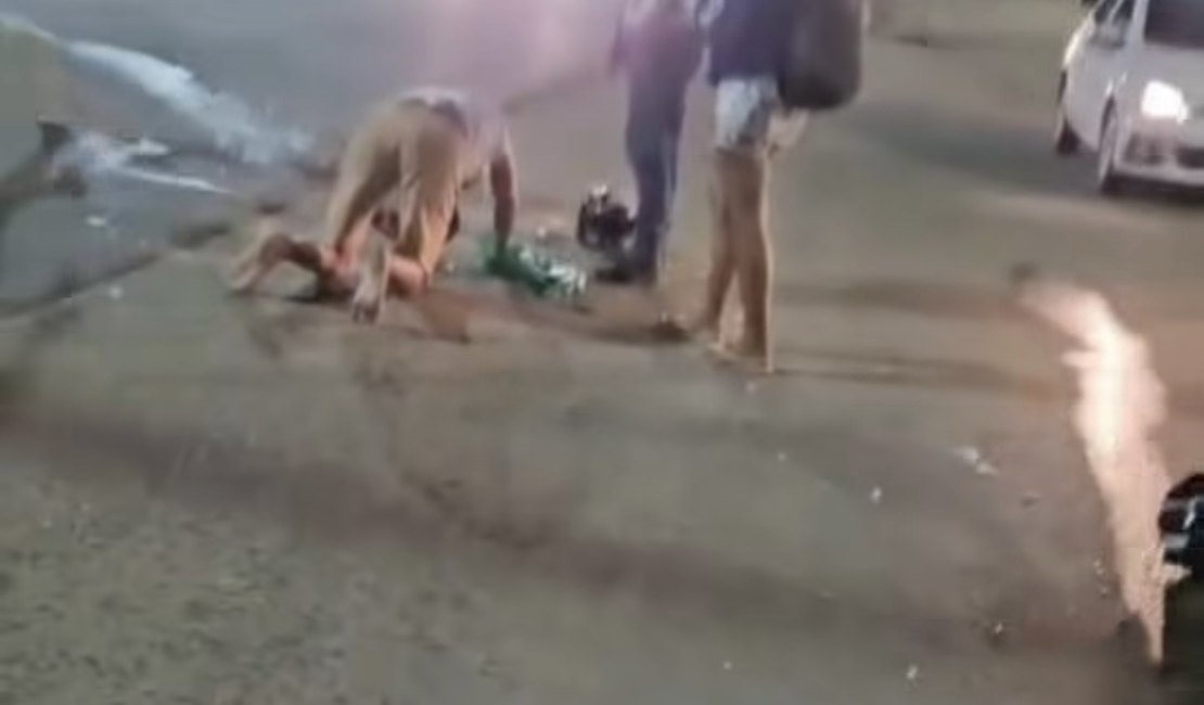 Homem fica ferido após cair de motocicleta na BR-316 em Palmeira dos Índios